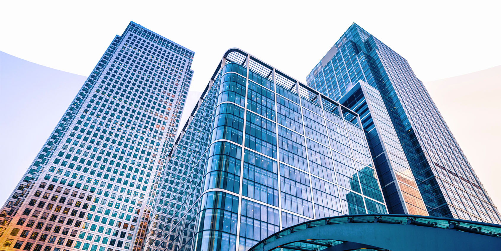 looking up at business sky scrapers from a low angle